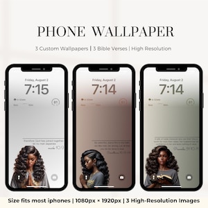 Puede incluir: Tres fondos de pantalla para teléfono con una mujer negra rezando y un versículo bíblico. Los fondos de pantalla están en un esquema de colores marrón claro, verde claro y azul claro. El texto en los fondos de pantalla dice: "Por eso Dios unió lo que el hombre había separado. Marcos 10.9", "Estad alerta, mantened firme la fe, sed hombres, sed fuertes. Que todo lo que hagáis sea hecho con amor. 1 Tesalonicenses 5:6-14", y "¿Quién hallará una mujer virtuosa? Más preciosa es que las perlas. Su marido tiene en ella plena confianza, y no le faltará nada de lo que es bueno. Proverbios 31:10-11".