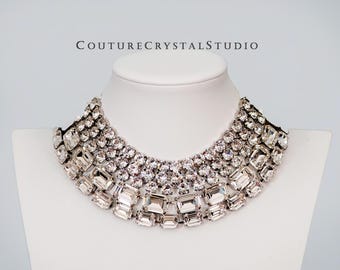 SWAROVSKI  Elegant Crystal Statement Necklace Octagon Glamour Modern Bride Jewelry Collection