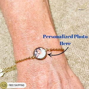 Personalized Photo Charm Bracelet: Gold-Plated Memorial Keepsake