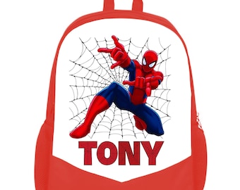 Personalized Spider Hero Backpack: Custom Name Kids School Bag