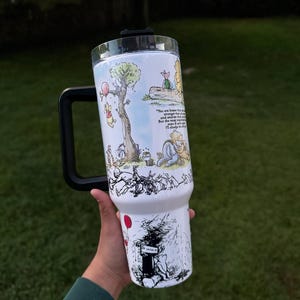 Winnie The Pooh 40oz Tumbler - Bear Pooh Tumbler - Cup with Handle - Affirmations Tumbler