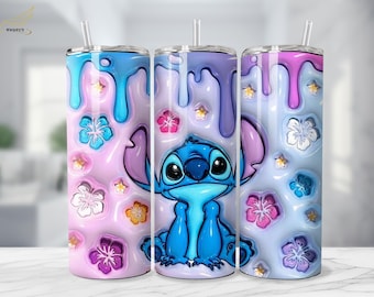 Stitch Tumbler, 3D Sublimation Print, Disney Inspired 20oz Skinny Tumbler