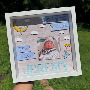 Baby Information Shadow Box | Personalized Baby Shadow Box | Gift for New Mom | Birth Shadow Box | Baby Memories | Newborn Custom Frame