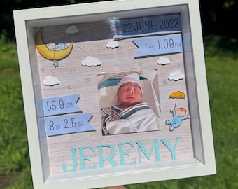 Personalized Baby Birth Stats Shadow Box: Keepsake Nursery Decor