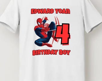 Personalized Spider Superhero Birthday T-Shirt for Kids
