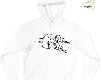 Custom Family Fist Bump Hoodie, Personalized Dad Gift