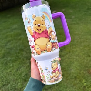 Winnie The Pooh 40oz Tumbler - Bear Pooh Tumbler - Cup with Handle