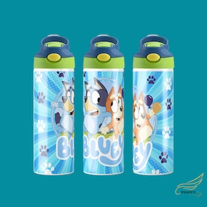 Bluey Water Bottle 12oz and 20oz - Bluey Tumbler for Kids - Water Bottle for Kids
