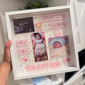 Baby Information Shadow Box | Personalized Baby Shadow Box | Gift for New Mom | Birth Shadow Box | Baby Memories | Newborn Custom Frame