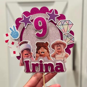 Personalized Roblox Girls Birthday Cake Topper – Custom Name & Age