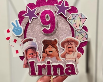 Personalized Roblox Girls Birthday Cake Topper – Custom Name & Age