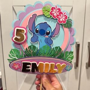 Personalized Stitch Birthday Cake Topper – Custom Name & Age - Stitch Cake Topper