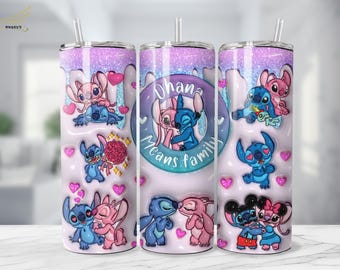 Stitch & Angel Tumbler: "Ohana Means Family" 20oz Stainless Steel