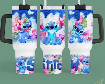 Disney Stitch Tumbler - 40oz Insulated Cup with Handle