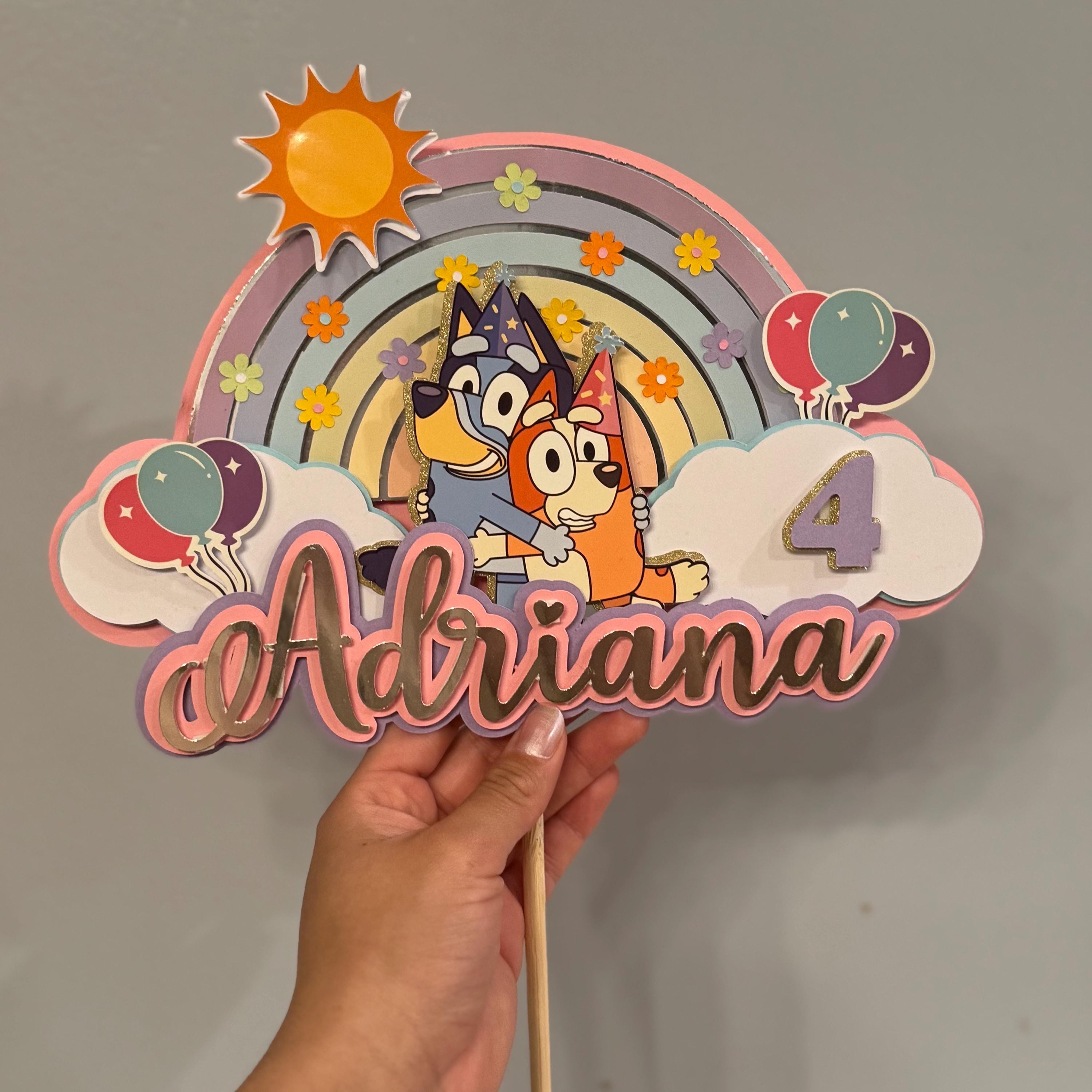 Personalized with Name and Age Bluey Cake Topper