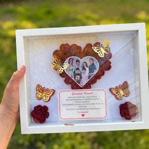 Personalized Heart Shadow Box: Paper Roses & Photo Frame