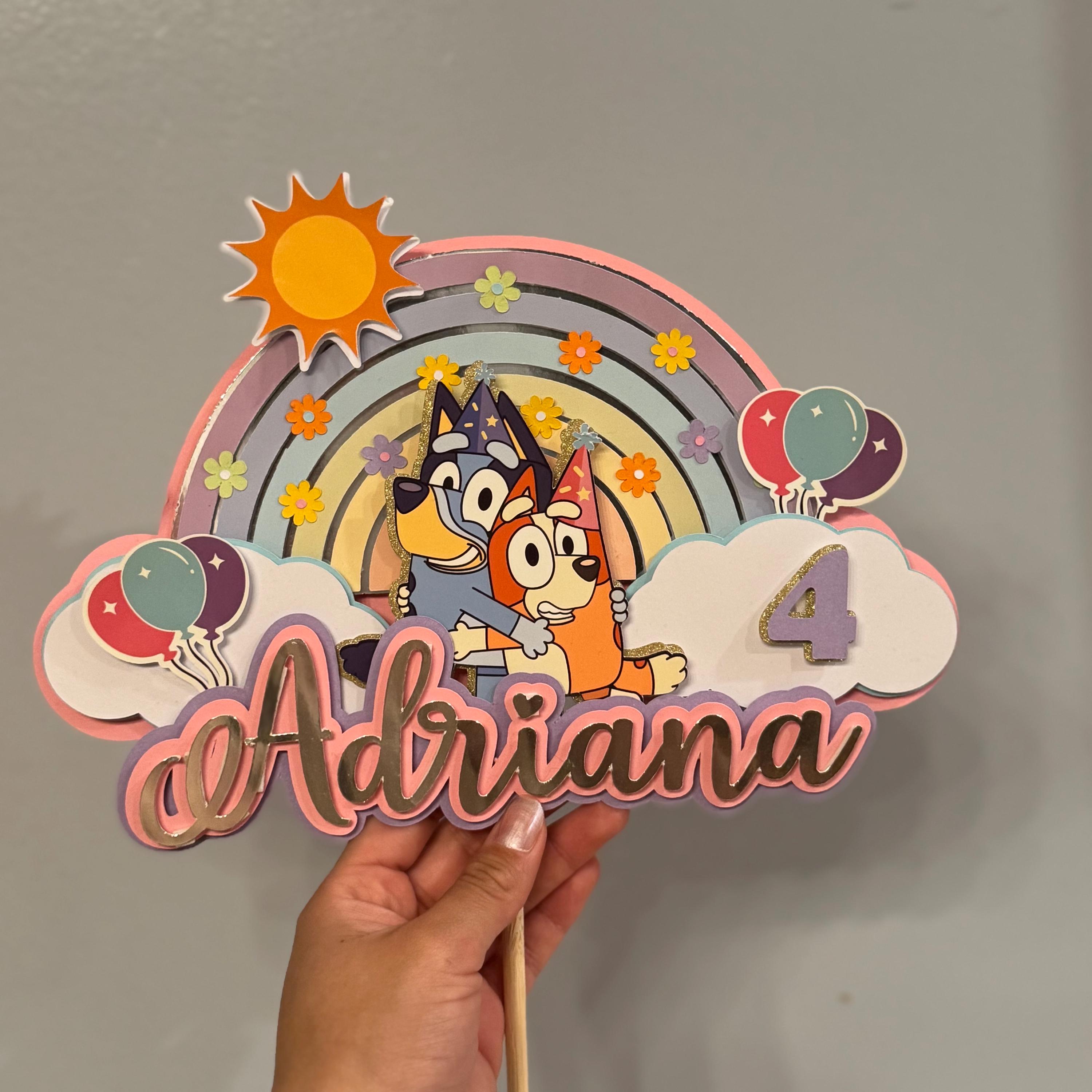 Personalized with Name and Age Bluey Cake Topper