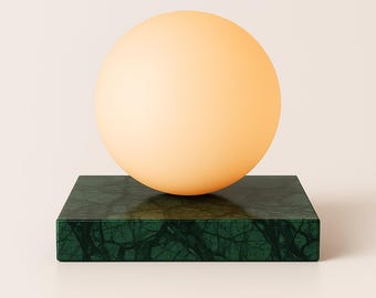 Marble Base Table Lamp with Frosted Globe | Modern Ambient Table Light