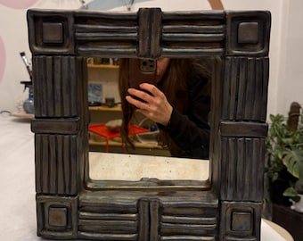 Ceramic mirror, Modern wall mirror decor, Unique Ceramic Wall Accent, Modern Gallery Wall Decor, Mirror Wall Sculpture