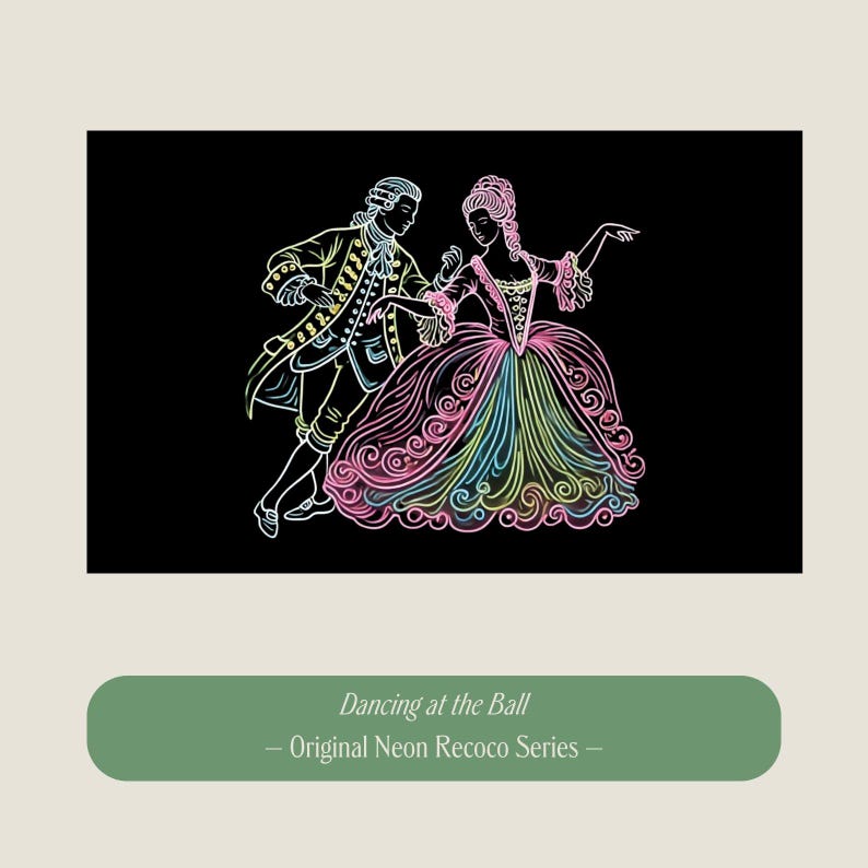 Neon Rococo Dancers Art | Digital Download | Baroque Elegance ...