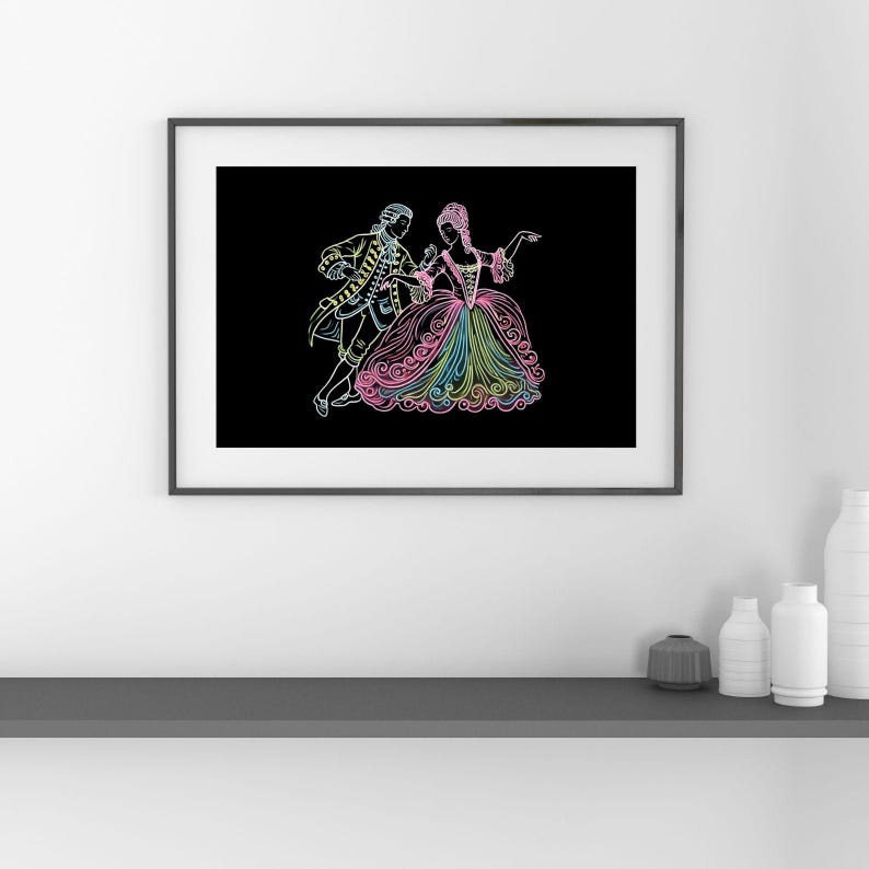 Neon Rococo Dancers Art | Digital Download | Baroque Elegance ...