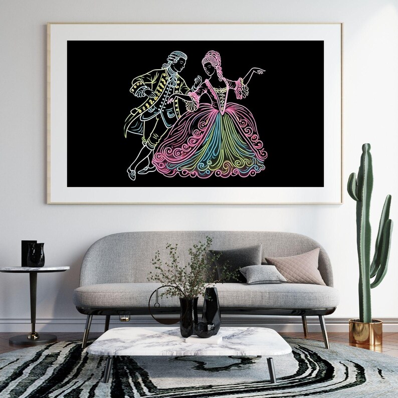 Neon Rococo Dancers Art | Digital Download | Baroque Elegance ...