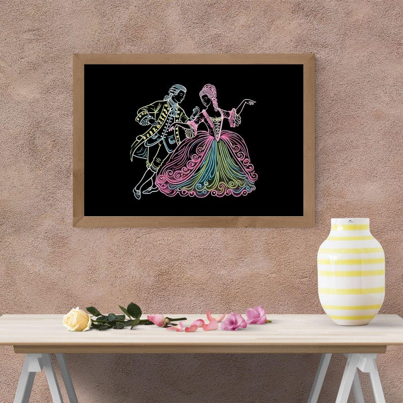 Neon Rococo Dancers Art | Digital Download | Baroque Elegance ...