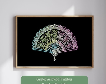 Neon Rococo Fan Art | Rococo Revival | Vibrant Baroque Aesthetic | Digital Download | Maximalist Wall Art | Colorful Home Decor