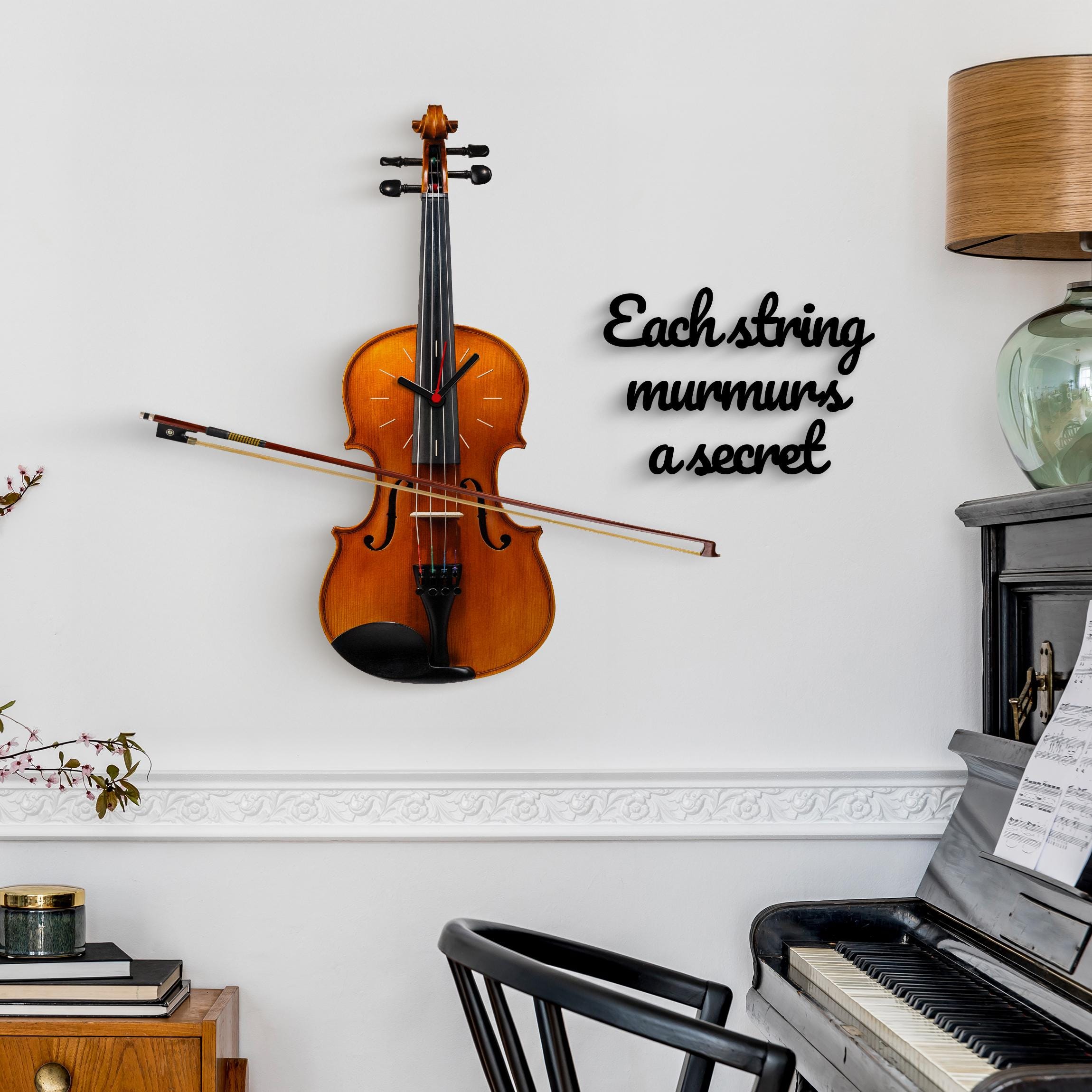 バイオリン壁掛け時計 – 音楽的なホームデコレーション