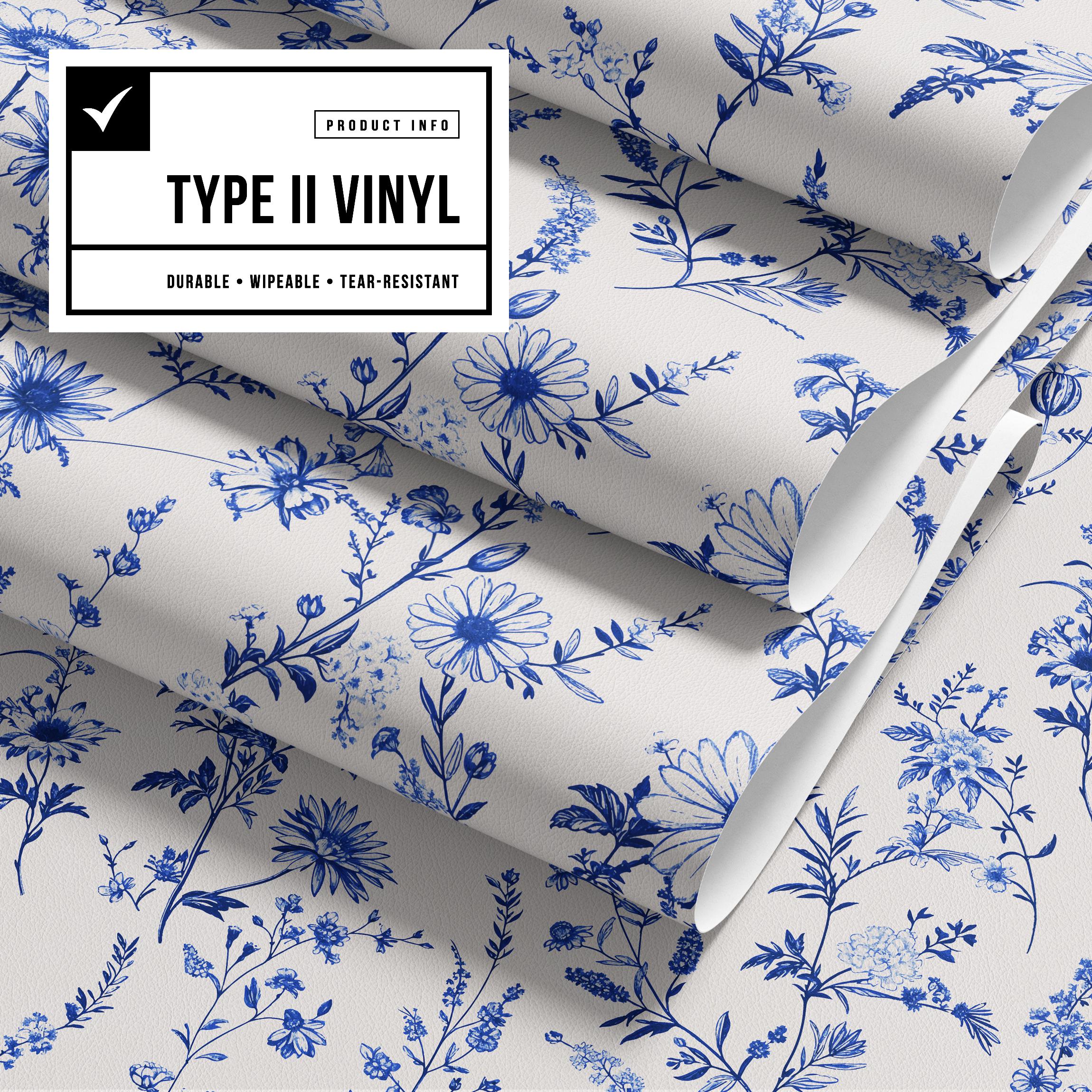 Blue Toile Wallpaper, Delft Floral Wall Mural, Chinoiserie Style