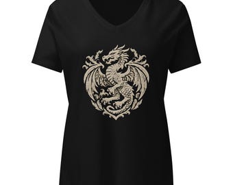 Medieval Dragon Women’s relaxed v-neck t-shirt