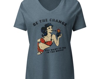 Be The Change Women’s relaxed v-neck t-shirt