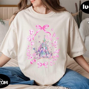 Disneyland Castle Shirt, Comfort Colors Disney Coquette Castle Shirt, Magic Kingdom Shirt, Disney Coquette Bow Sweatshirt, Disneyland Shirt