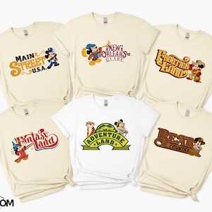 Retro Mickey Disneyland Park Theme Shirt, Disney Adventureland T-shirt, Disney Trip Main Street USA Tee, Fantasyland and Tomorrowland Shirt