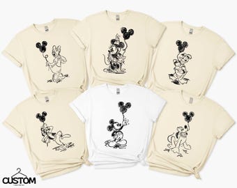 Disney Mickey en vrienden ballonshirt, shirt Mickey & Co, schattig shirt Disney vrienden, shirt Disney Trip, bijpassende familieshirt Disneyland