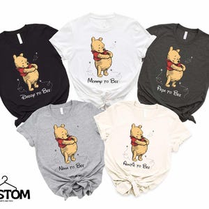 Camiseta Disney Winnie The Pooh Revelação da Gravidez, Camiseta Disney Ursinho Pooh, Camiseta Família Mamãe Papai Abelha, Camiseta Chá de Bebê, Camiseta Disney Gravidez