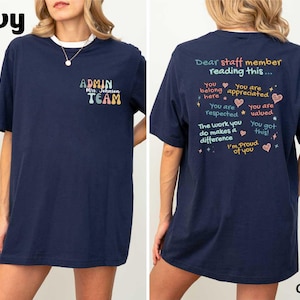 Custom Admin Team Shirt, Back To School T-shirt, Personalized School School Staff Tee, Cute Office Crew Sweatshirt, Grade Teacher Gift Shirt