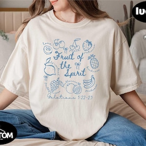 Christian Fruits of the Spirit Shirt, Bible Verse Beach Tee, Faith-Based Graphic T-Shirt, Trendy Jesus Apparel Shirt, Cute Religious Gift