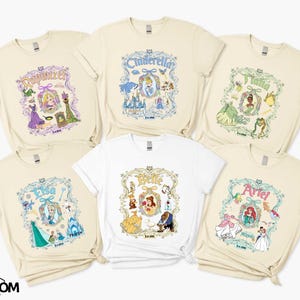 Disney Princess Coquette Bow Shirt, Princess Matching T-shirt, Disney Girl Trip Tee, Cinderella Ariel Shirt, Belle Tiana Rapunzel Sweatshirt