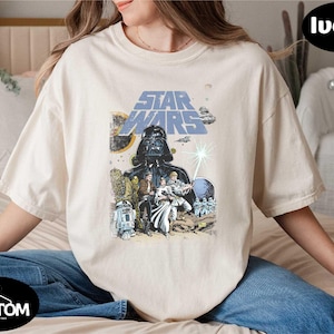 Retro Disney Star Wars Shirt, Vintage Galaxy&#39;s Edge Tee, Darth Vader Graphic T-Shirt, Star Wars A New Hope Faded Top, Disney Trip Sweatshirt
