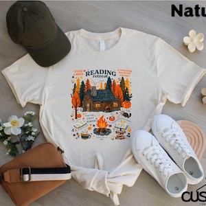 Cozy Cabin Reading Retreat Shirt, Fall Bookish Shirt for Autumn Reading, Cabin Vibes and Campfire Nights Tee, Book Lovers Fall Vibes Sweater