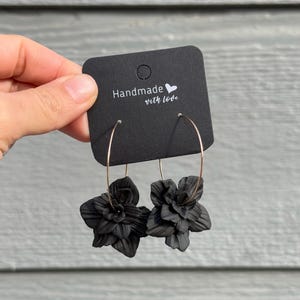 Floral Hoop Earrings, Polymer clay earrings, Handmade Earrings, Bridal Earrings, Flower Earrings