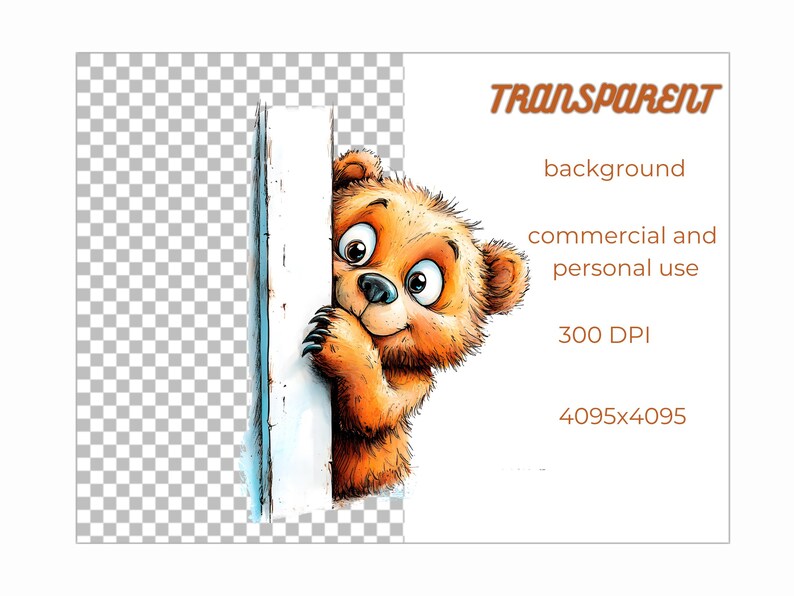 Knäppa djur Clipart-samling, fåniga akvarelldjur som kikar 20 PNG-illustrationer, tecknade djur, digital nedladdning, kommersiellt bruk bild 4