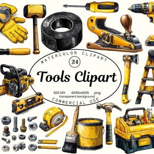 Werkzeuge Clipart-Sammlung, 24 PNG Handyman Grungy Doodle Illustrationen, Werkstatt-Toolbox Grafiken, Sublimation PNG, digitaler Download