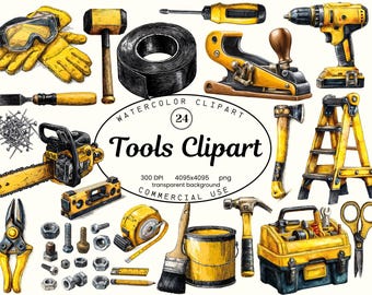 Tools Clipart Collection,  24 PNG Handyman Grungy Doodle Illustrations, Workshop Toolbox Graphics, Sublimation PNG, Digital Download