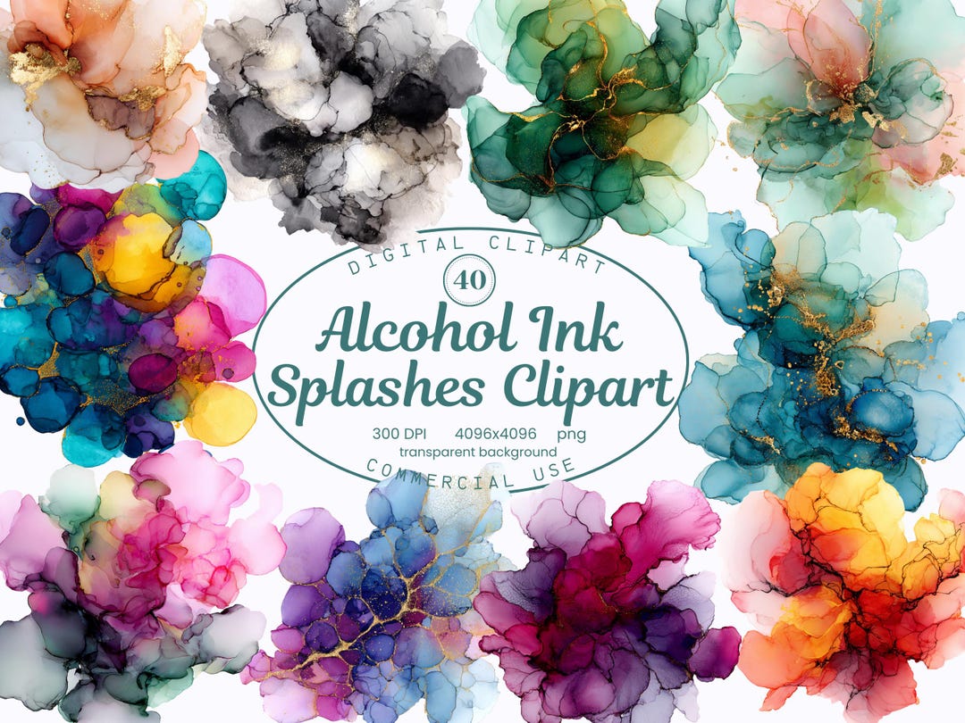 Alcohol Ink Splashes Alcohol Ink Splashes Clipart, Colorful Abstract Ink PNG, Vibrant Mixed ...