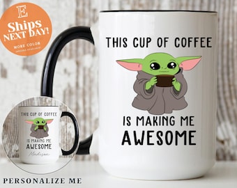 Grogu Coffee Cup, Star Wars Fan Gift, The Mandalorian Inspired Tumbler, Personalized Coffee Cup, Awesome Mom Gift, Sister Birthday Present