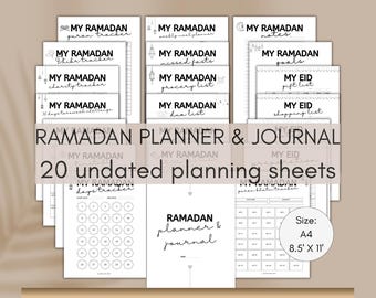 Minimalist Ramadan Planner, Printable Ramadan Planner & Journal, Simple Minimal Islamic Planner Quran Planner Printable PDF Digital Download