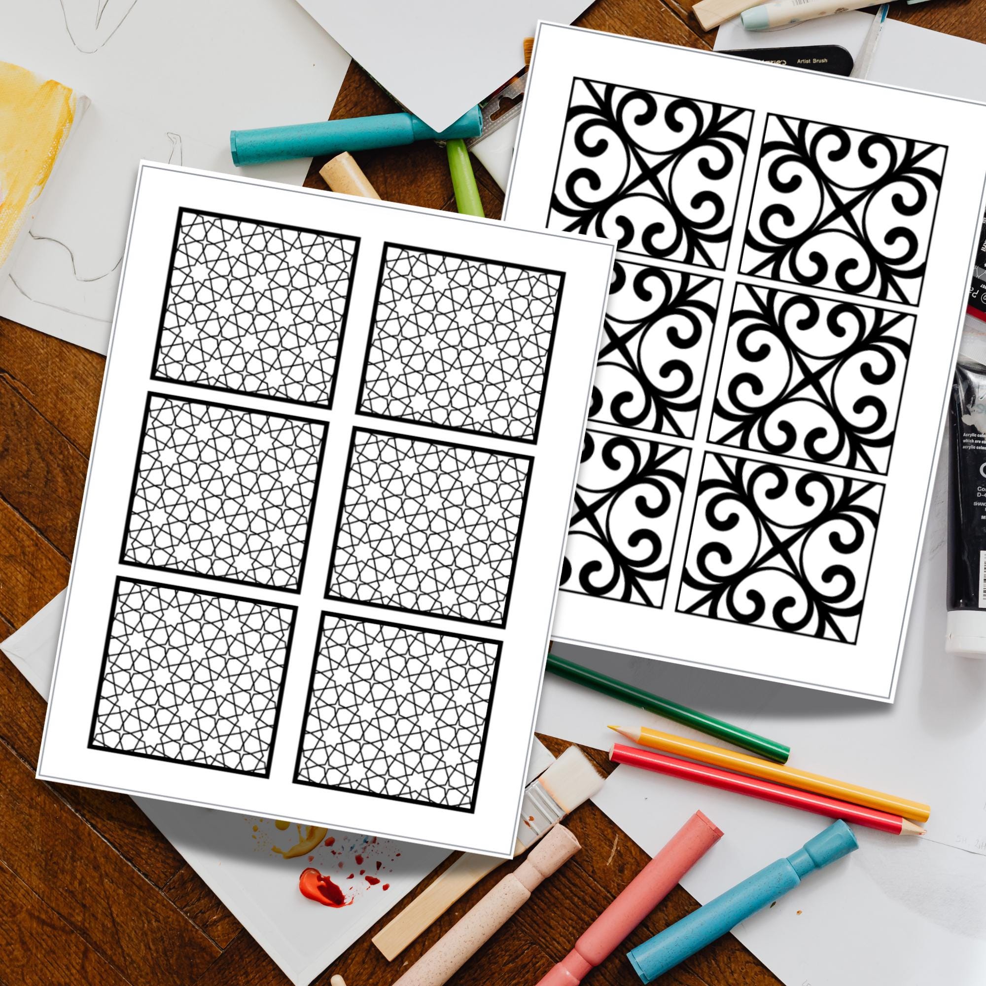 Tile Coloring Tutorial Moroccan Tile Coloring Pages | Islamic Geometric Patterns | Printable ...
