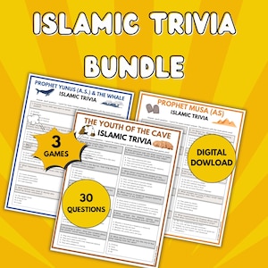 Islamic Trivia Game Bundle | Islamic Games | Muslim Trivia | Quran Quiz | Islamic Game Night, Muslim Family fun | For Kids, Teens & Adults.